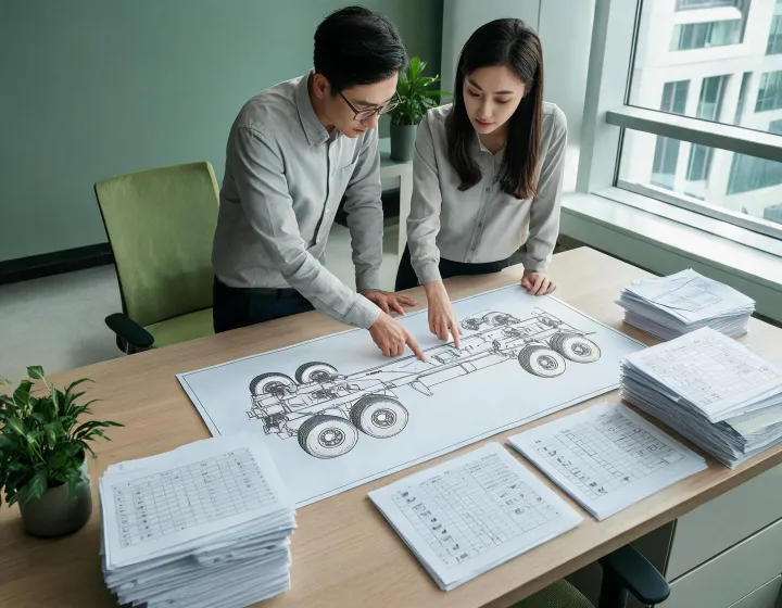Independent heavy-duty truck sourcing team reviewing requirement and evidence records