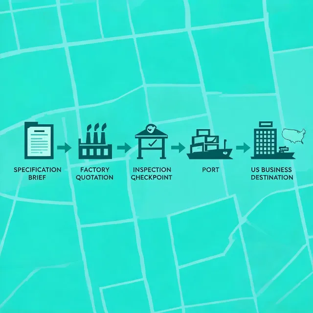 Illustrated heavy-duty truck sourcing route map